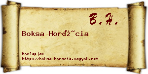 Boksa Horácia névjegykártya